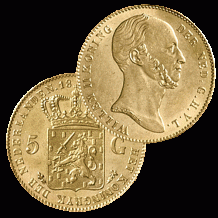 5 Gulden goud 1843